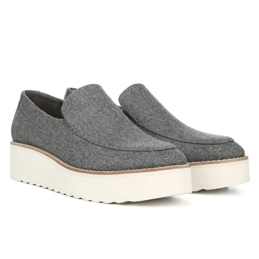VINCE Zeta Grey Flannel Platform Oxford Loafers